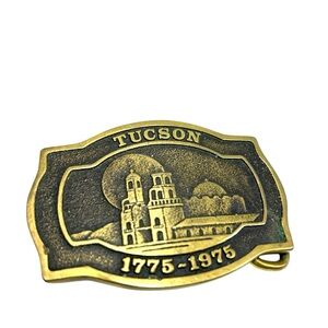 Vintage Tucson Arizona 1775-1975 Solid Brass Western Belt Buckle Mission